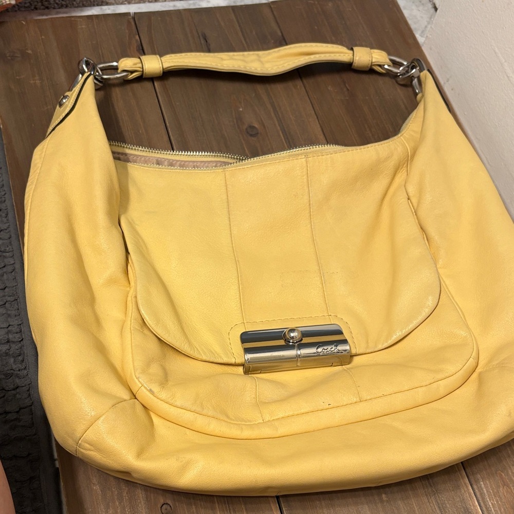 Coach Kristian Yellow Leather Hobo Bag